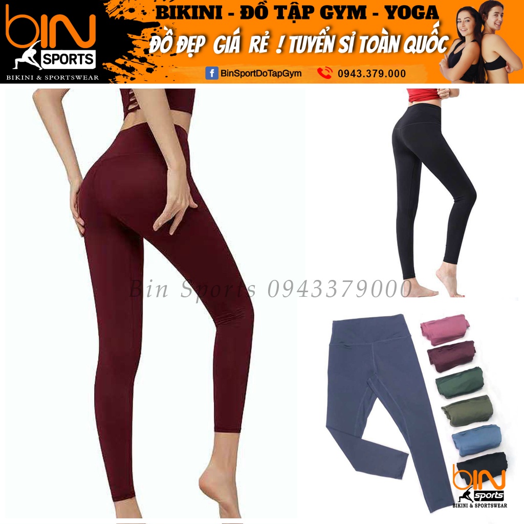 Quần tập gym thể thao nữ thun poly quảng châu co giãn nhiều màu Q133