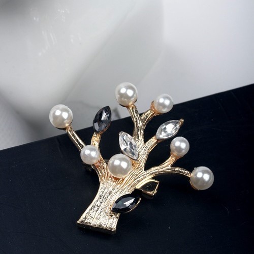 Ghim cài áo hình cây đính đá và ngọc trai giả sành điệu cho nữ