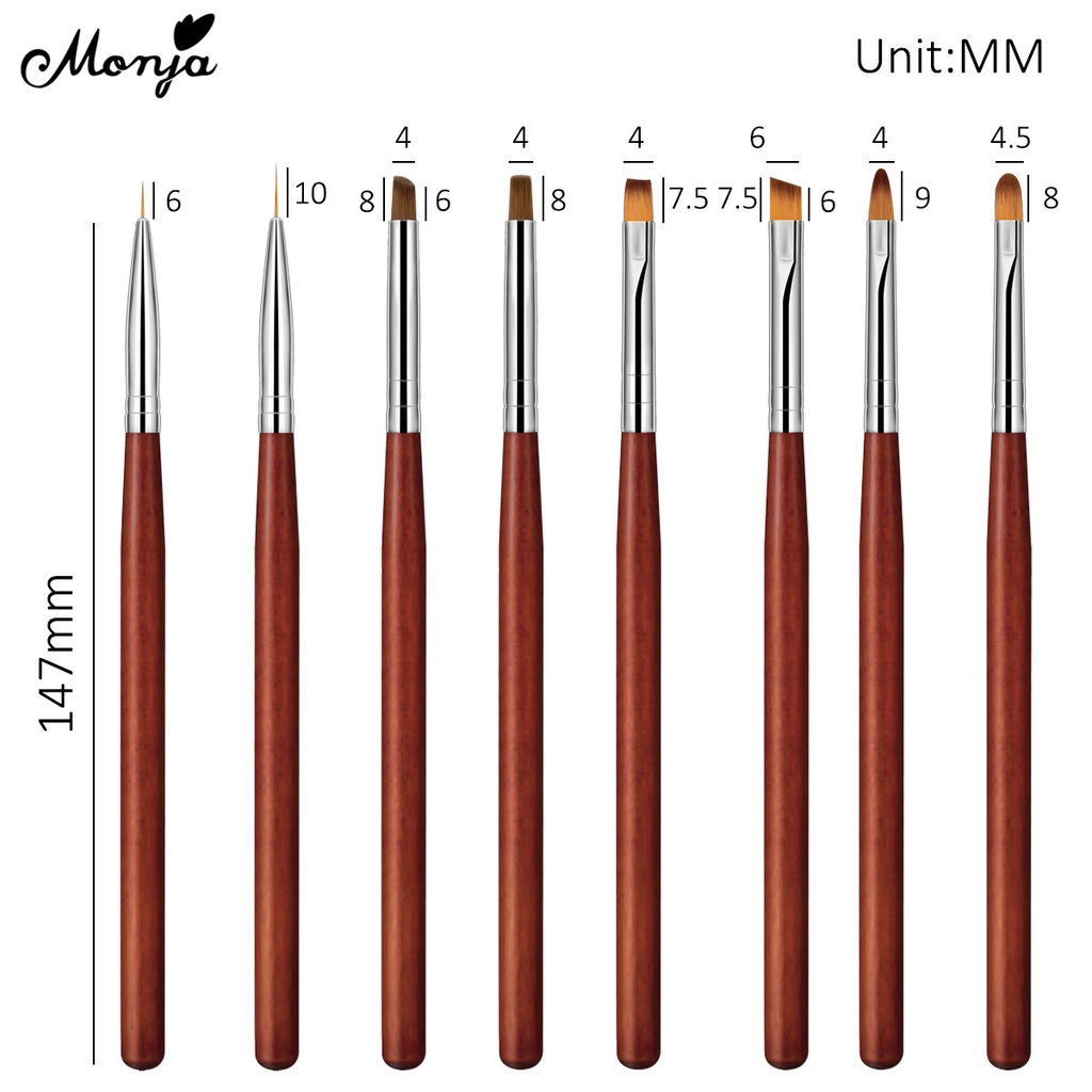 MONJA [Hàng mới về] Cọ vẽ trang trí móng tay nghệ thuật với 8 kiểu dáng khác nhau