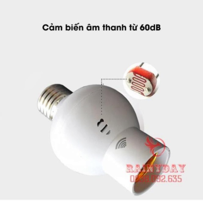 Đuôi đui đèn cảm ứng cảm biến âm thanh vỗ tay tự động phát sáng trong tối chống trộm loại xoáy E27
