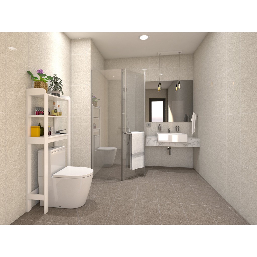 Kệ để đồ đa năng phòng tắm để sau bệt (bồn cầu) 3 tầng nắp ráp bằng nhựa composite cao cấp siêu chịu nước | BigBuy360 - bigbuy360.vn