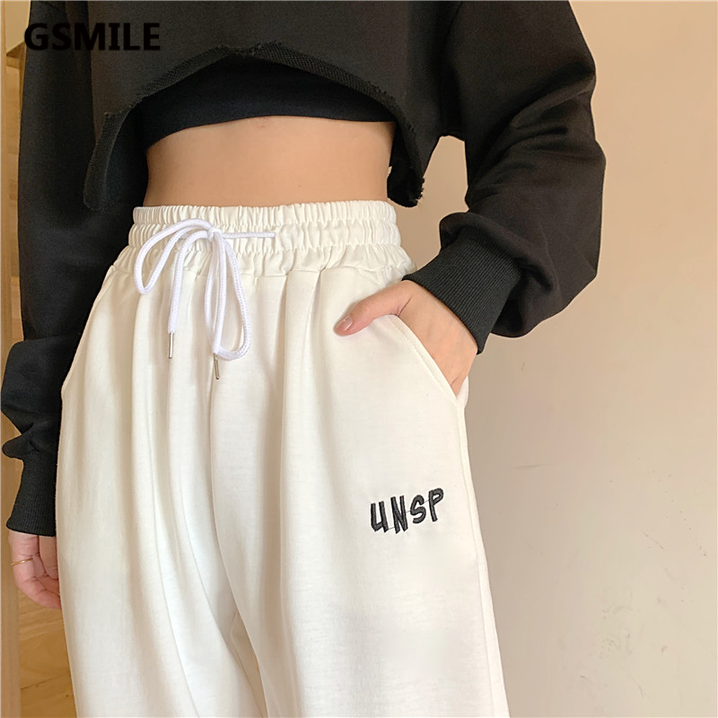 Quần Jogger Thể Thao Cotton Lưng Cao Ống Rộng Màu Sắc Đơn Giản Size S-4xl Cho Nữ | BigBuy360 - bigbuy360.vn
