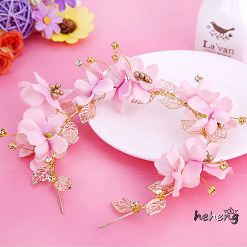 Kẹp Tóc Họa Tiết Hoa Màu Đỏ Tươi Mới Thời Trang Cho Cô Dâu