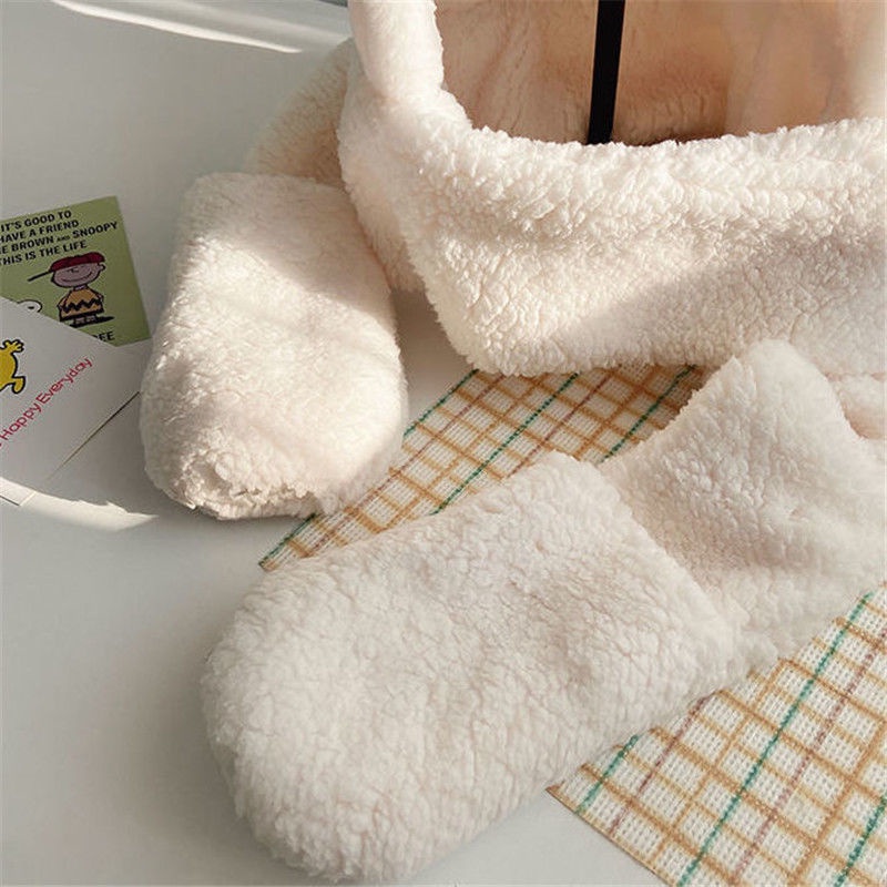 Mới Nhất Mũ Len Lông Cừu Ấm Áp Gắn Tai Thỏ Dễ Thương Phong Cách Nhật Bản