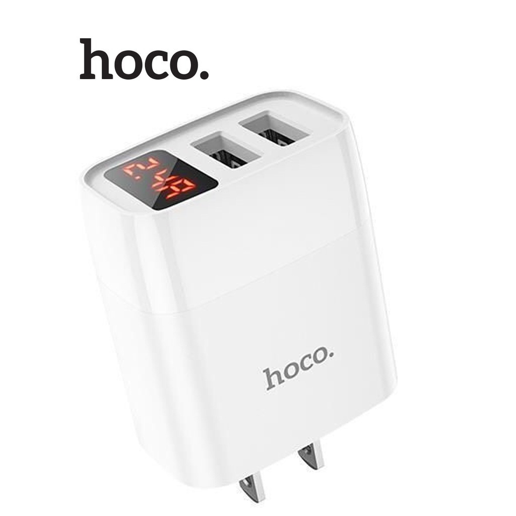 Củ sạc nhanh 2.4A Hoco C86 màn hình Led hiển thị dòng điện chân dẹt 2 cổng USB chất liệu PC cao cấp