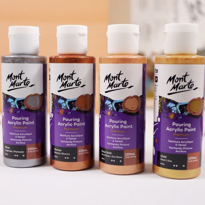 [THEARTSHOP] Bộ màu đổ MONT MARTE Premium Pouring Acrylic Paint set 4 chai 60ml