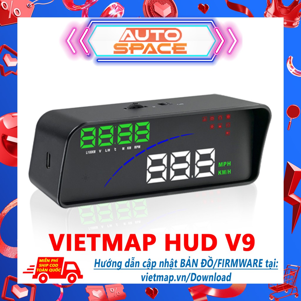 VIETMAP HUD V9 Màn Hình HUD Hiển Thị Thông Tin Trên Kính Lái Ô Tô - Phụ Kiện Ô tô