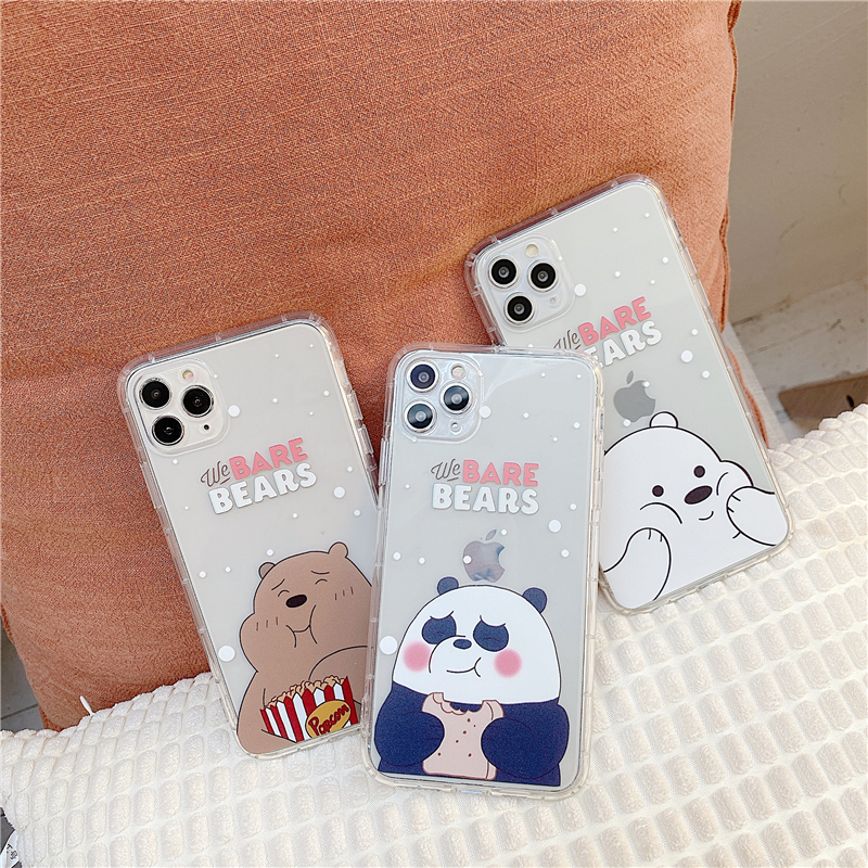 The cute snowflake bare bear is suitable for mobile phone case oppo A5/A3S A53 2020 A52020/A92020 all-inclusive soft case  A7/A5S/A12 A8/A31 2020 A15 transparent shockproof mobile phone soft TPU mobile phone case