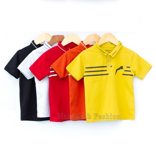 Áo thun cổ trụ cho bé trai từ 1-8 tuổi