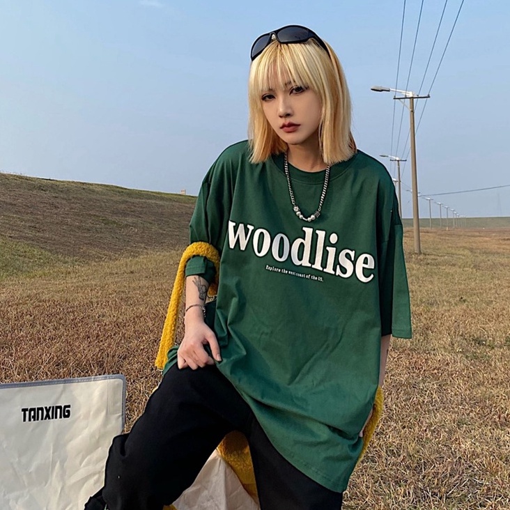 Áo Thun Woodlise Áo Thun Tay Lỡ Form Rộng Unisex 38-65kg Nam Nữ Phong Cách Ullzang
