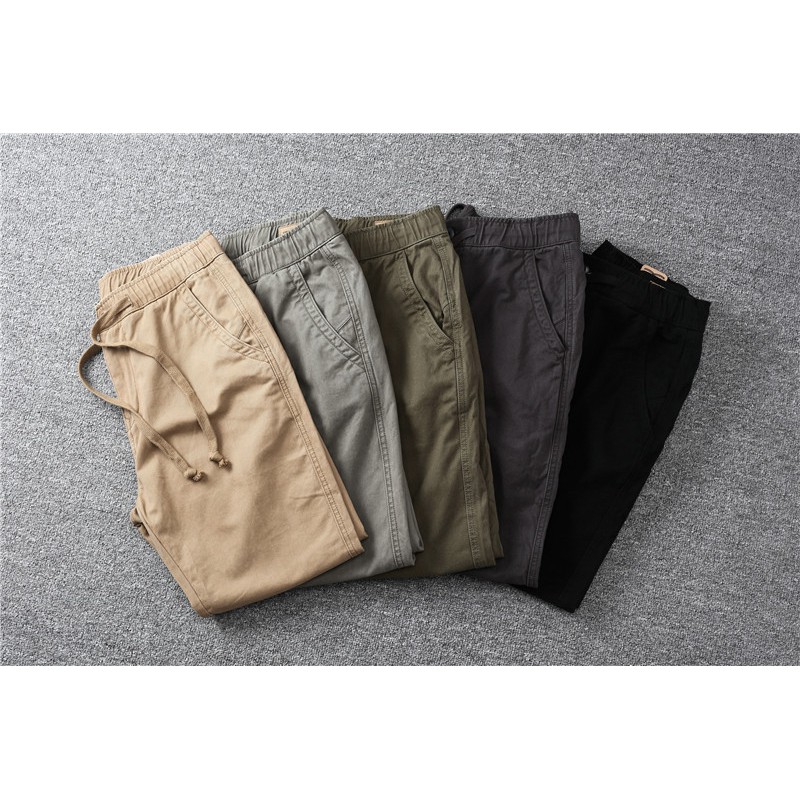 Quần Jogger kaki co giãn - Thiết kế khoá kéo lưng thun