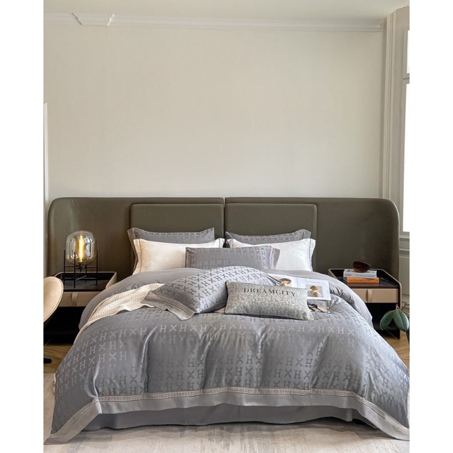 Bộ chăn ga gối Lụa Jacquard Thương Hiệu Phối Ren Cao Cấp