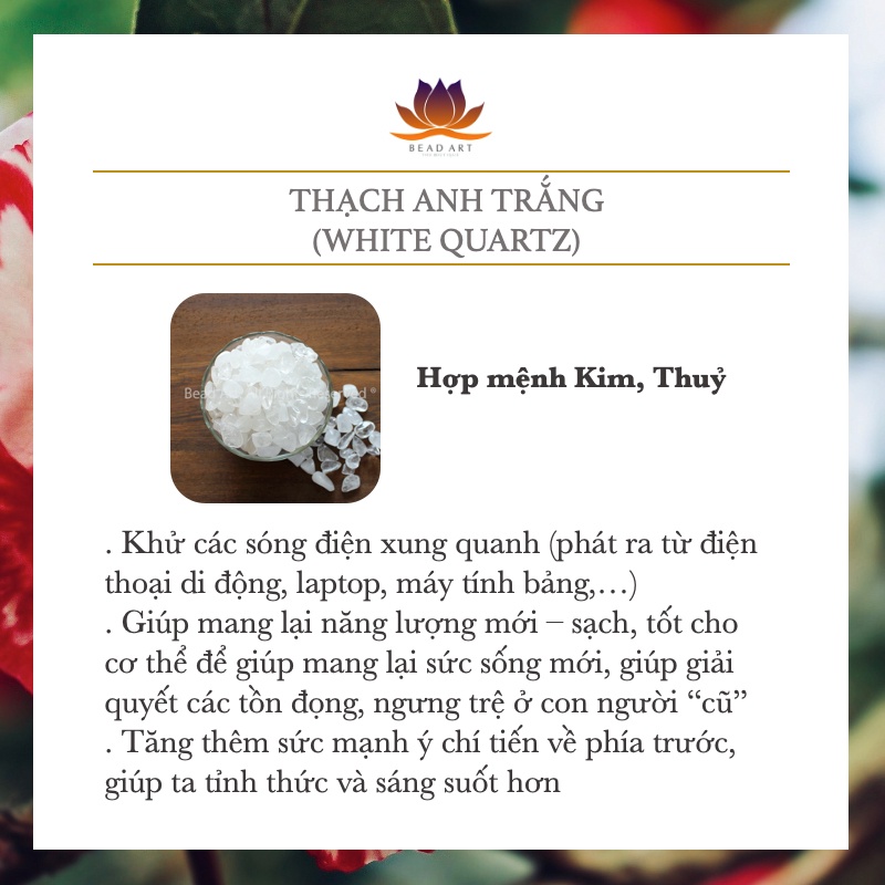 8MM T. Anh Màu Trắng, Kim, Thuỷ, Phối Vòng Tay Phong Thuỷ, Chuỗi Hạt S50 - Bead Art