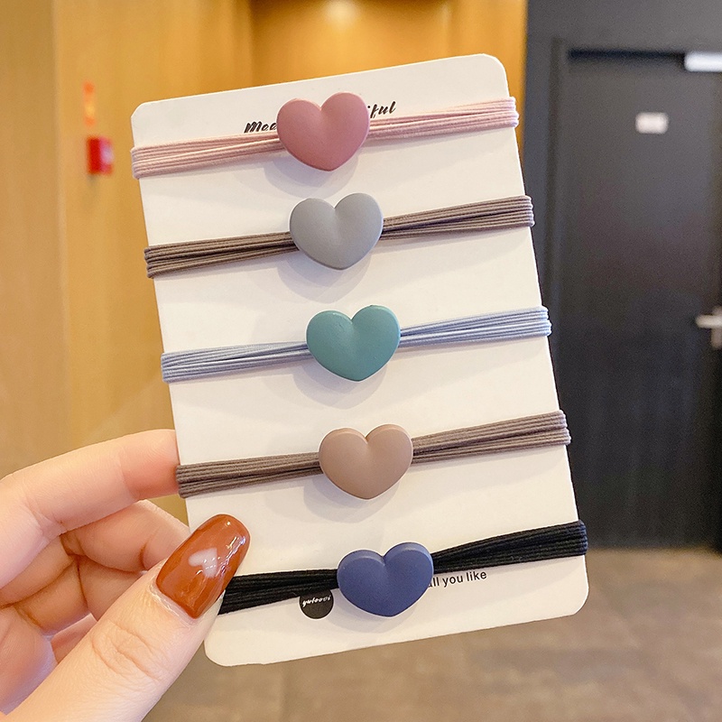 Dây Buộc Tóc Cao Su Họa Tiết Trái Tim Nhỏ Dễ Thương Đơn Giản Cho Trẻ Em