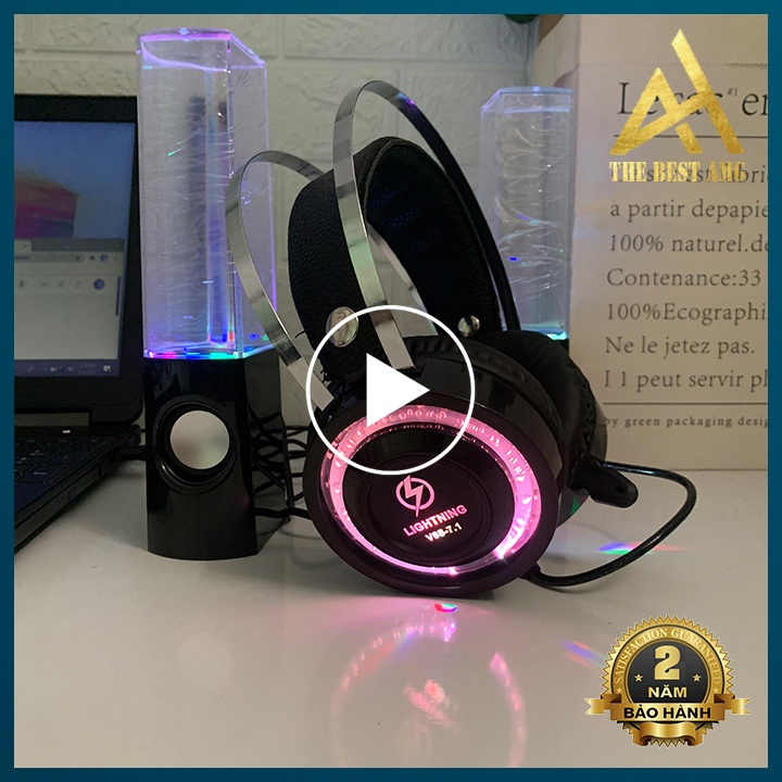 Tai Nghe Máy Tính Có Mic Gaming PC Laptap Led Rgb Headphone Chụp Tai Lightning V6S Nghe Nhạc Chơi Game Có Dây