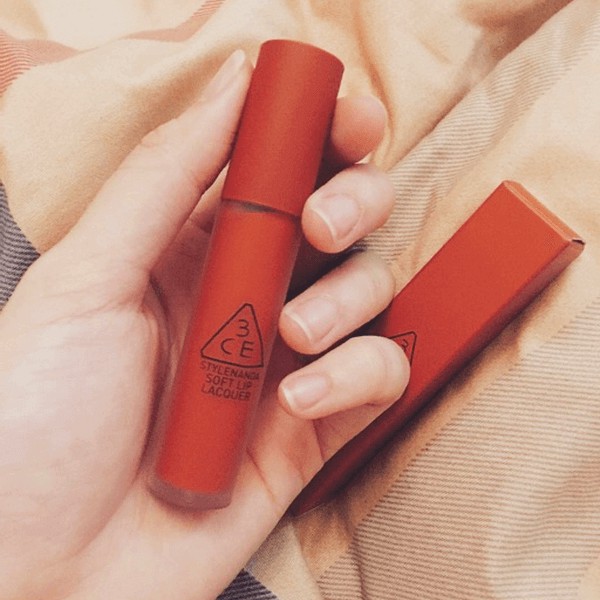 (AUTH, TEM HIDDEN TAG) Son 3CE Kem Soft Lip Lacquer Màu Null Set Đỏ gạch