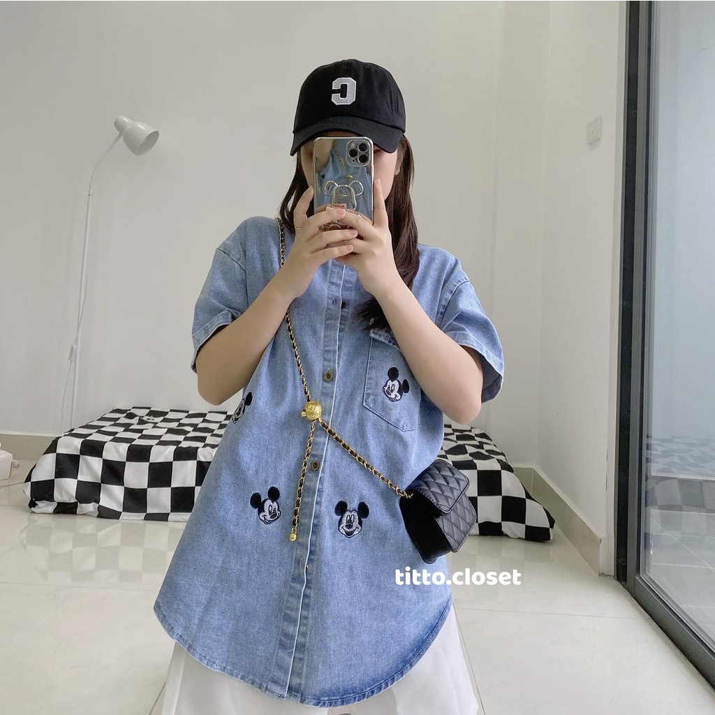 Áo Sơ Mi Vintage Jean Túi Ngực Form Rộng - Có Video Shop Quay - Titto Closet