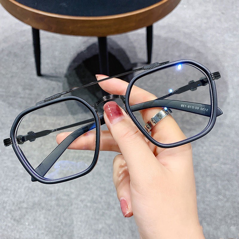 Mắt Kính Gọng Vuông Màu Đen/Bạc Chống Ánh Sáng Xanh Thời Trang Cho Nam Và Nữ