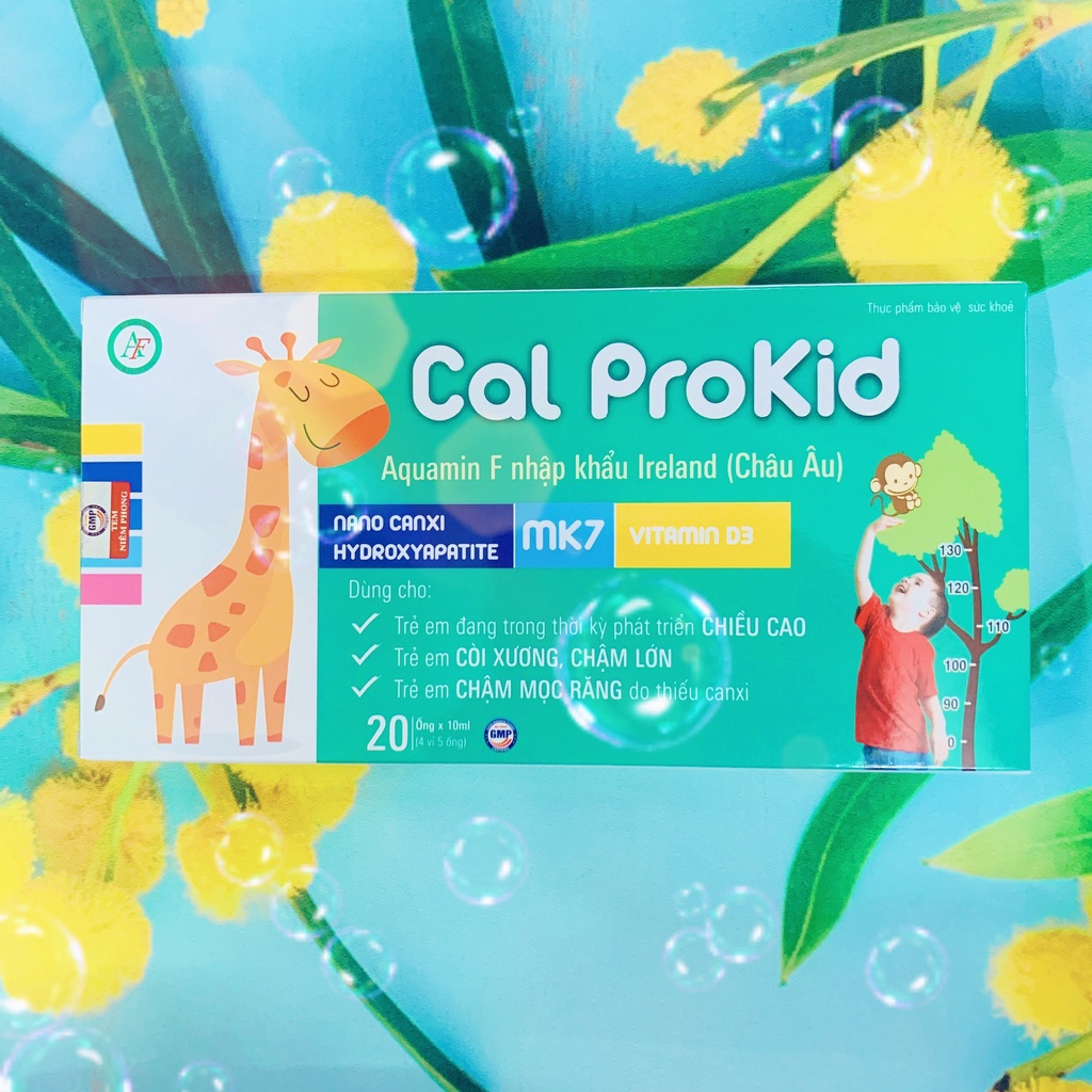 Canxi Cal Prokid Hộp 20 ống x 10ml bổ sung canxi, vitamin D3, giúp xương, răng chắc khỏe. Hỗ trợ phát triển chiều cao