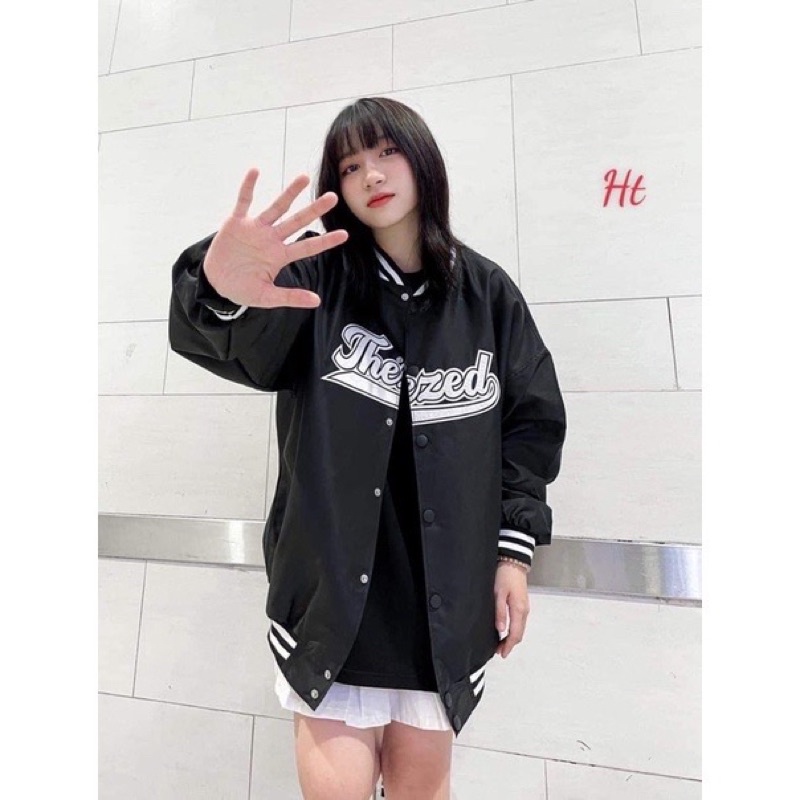 Áo khoác bomber nam nữ unisex M7 Thee Zed form rộng hàng hai lớp màu đen basic mặc đôi mặc nhóm