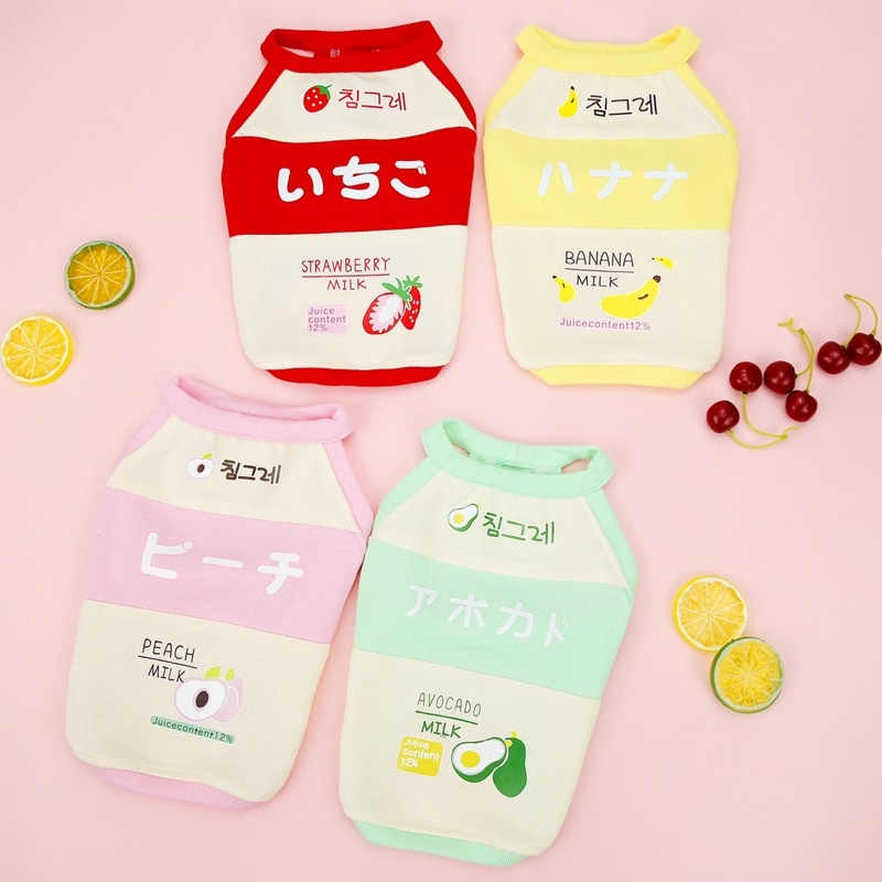 Áo ba lỗ sữa chua cute lạc lối cho cún miu