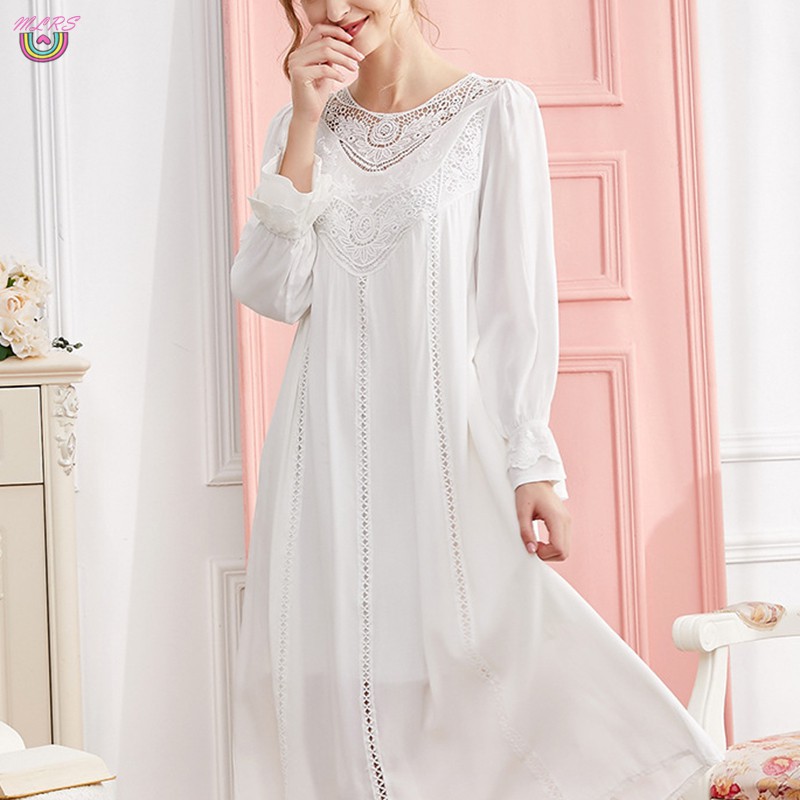 MS Women's Nightgown Long Sheers Vintage Nightdress Lace Lounge Sleepwear Pajamas For Woman &VN | BigBuy360 - bigbuy360.vn