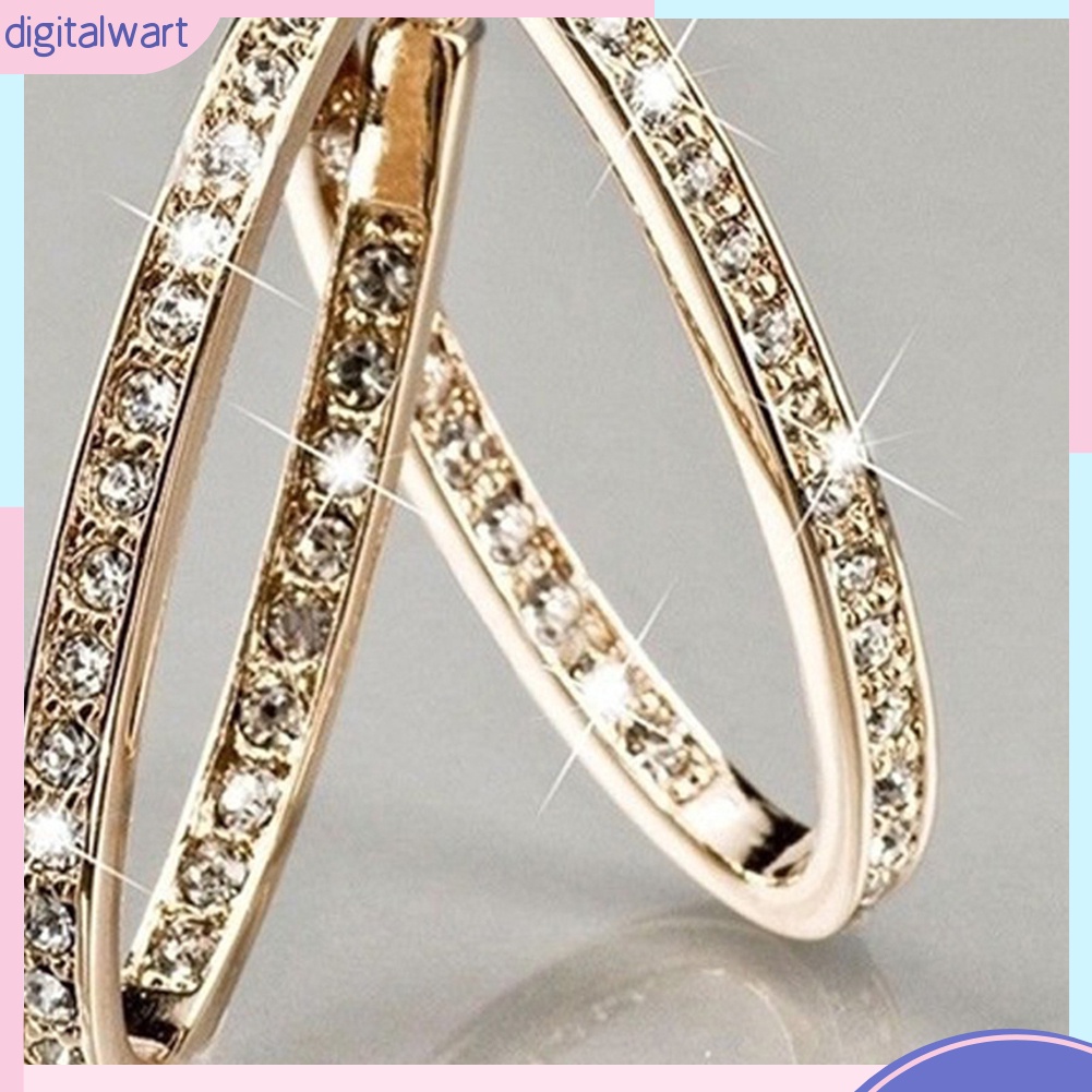 Cặp khuyên tai khoen tròn đính đá sang trọng cho nữ