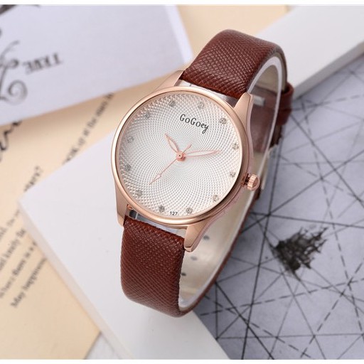Đồng hồ thời trang nữ Gogey dây da êm tay, mặt tròn nhỏ xinh xắn, chống trày xước tốt | BigBuy360 - bigbuy360.vn