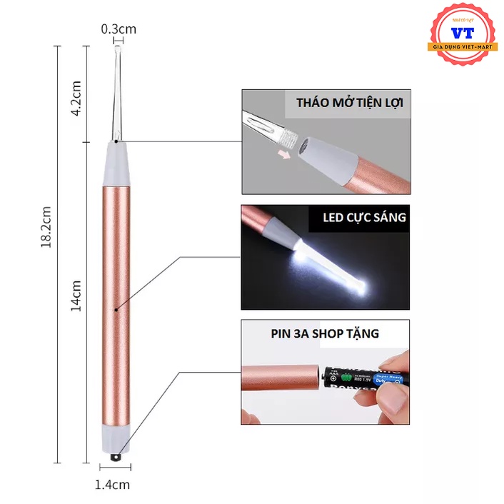 Bộ lấy ráy tai có đèn cho bé an toàn, hiệu quả