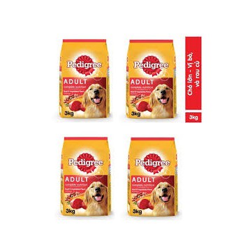 4 gói thức ăn chó pedigree vị bò gói 3kg