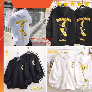 Áo khoác nỉ quả chuối BANANA form rộng 2 màu trắng/đen cực xinh xưởng sỉ nguyễn hoa