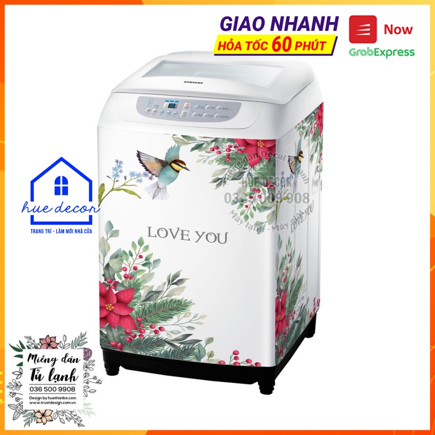 Tranh dán máy giặt Hoa trạng nguyên Hue Decor - Chống nước, bền mãi với thời gian, khoác áo mới cho máy