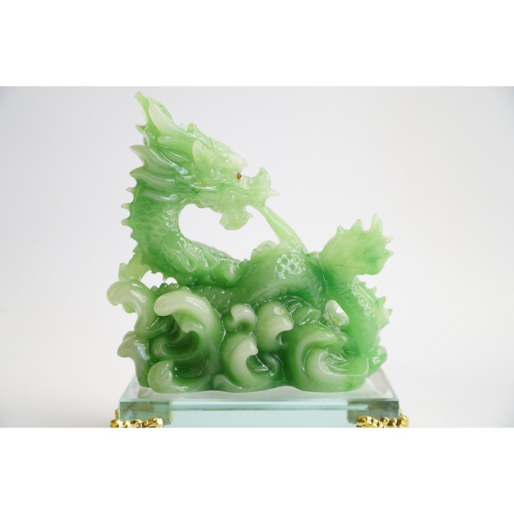 Tượng Rồng phong thủy ngọc xanh cầu công danh tài lộc đế kính - Cao 15cm | BigBuy360 - bigbuy360.vn