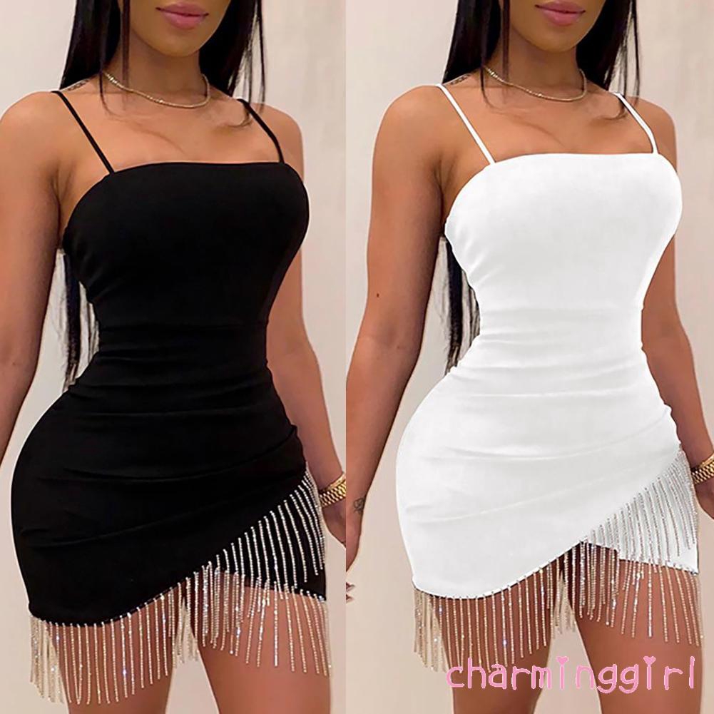 Đầm ôm body không tay phối tua rua gợi cảm thời trang dành cho nữ