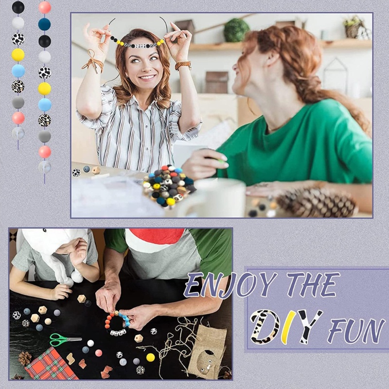 Hạt Silicone Xỏ Dây Tua Rua Làm Trang Sức Thủ Công DIY