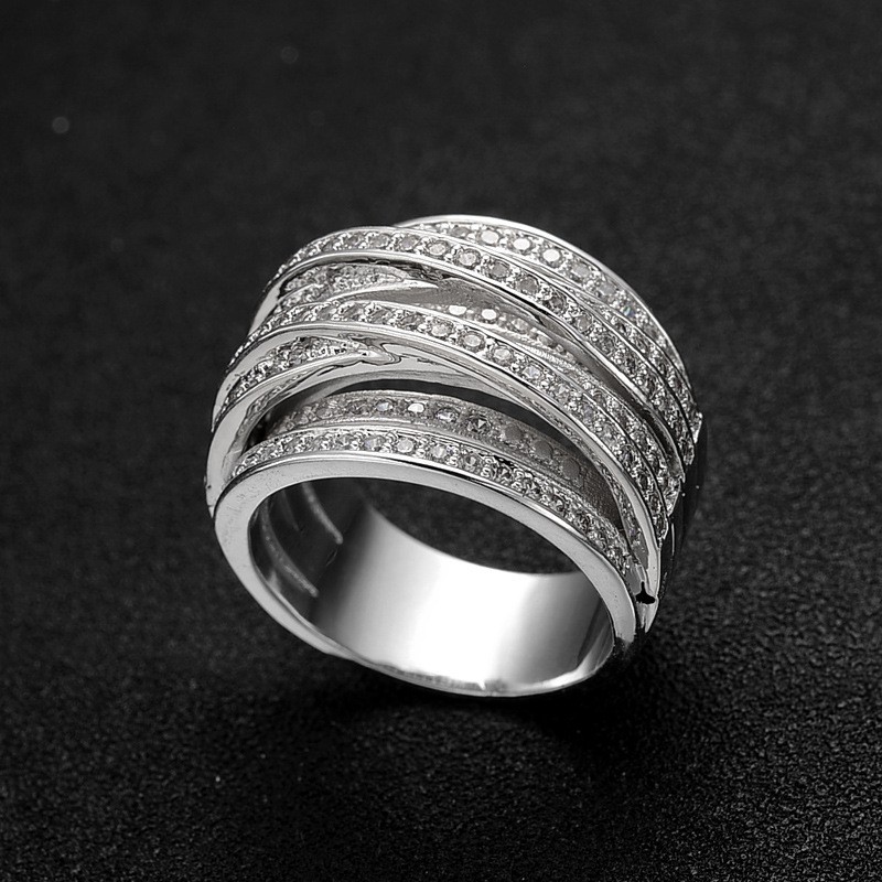 Aifei Jewellery Women Ring Mosaic Diamond 925 Sterling Silver R707