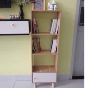 Kệ gỗ Trang Trí , Kệ sách gỗ MDF 4 tầng có ngăn tủ cao cấp phong cách Bắc Âu 120x40x24cm KTT04