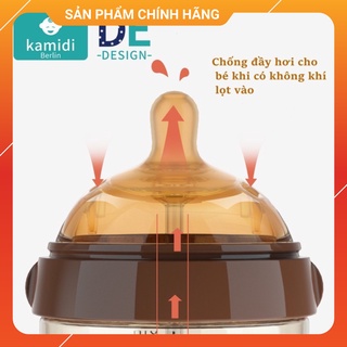 Núm Bình Sữa Kamidi Silicon Cao Cấp Mềm Mại Thiết Kế Như Bầu Sữa Mẹ Có Van Chống Sặc, Chống Tràn Hiệu Quả