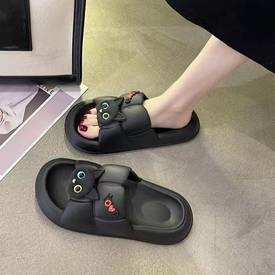 Dép quai ngang nữ hình mèo phong cách hàn quốc, dép lê nữ đủ size đủ màu
