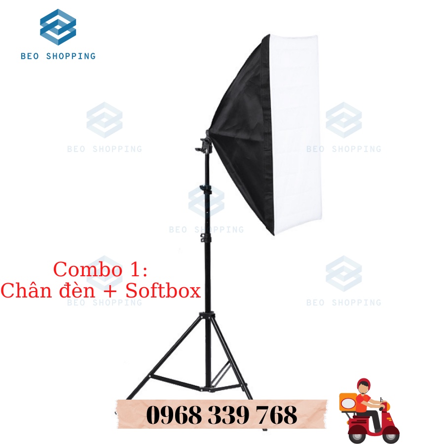 [❌Sale] Softbox 50x70cm Đèn Chụp Ảnh Sản Phẩm, Bộ Đèn Studio, quay phim, Livestream chuyên nghiệp, chân đèn cao 2m kèm