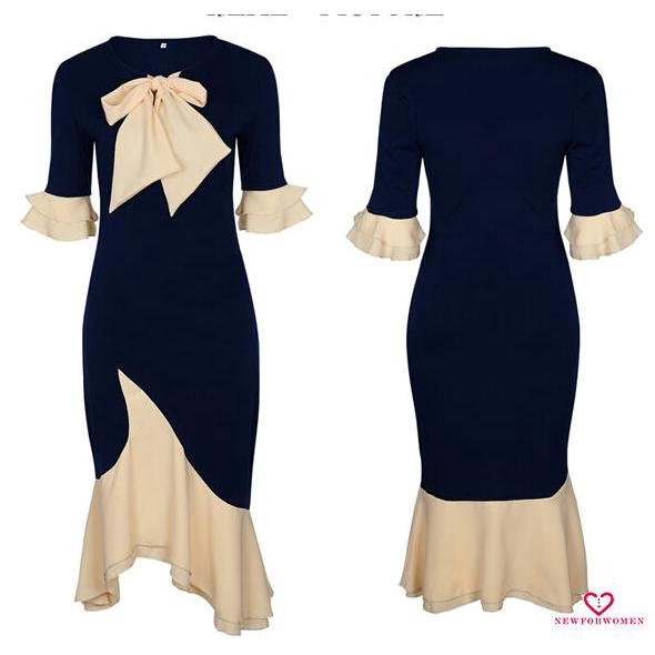 Đầm nữ tay lỡ phối nơ thời trang