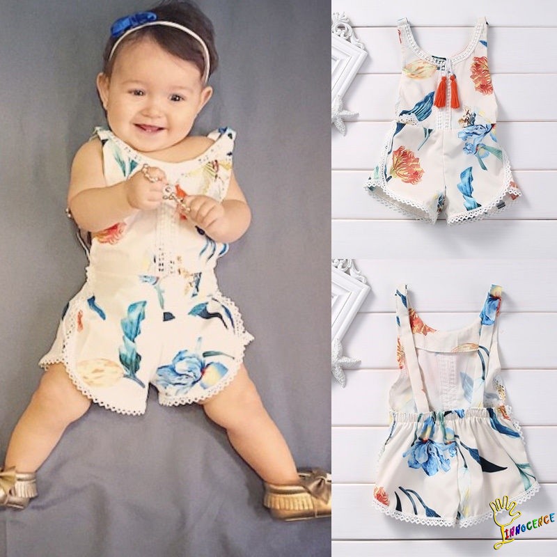 ❤XZQ-Floral Newborn Baby Girl Kids Bodysuit Romper Jumpsuit Cotton Sunsuit Outfits 0-4T