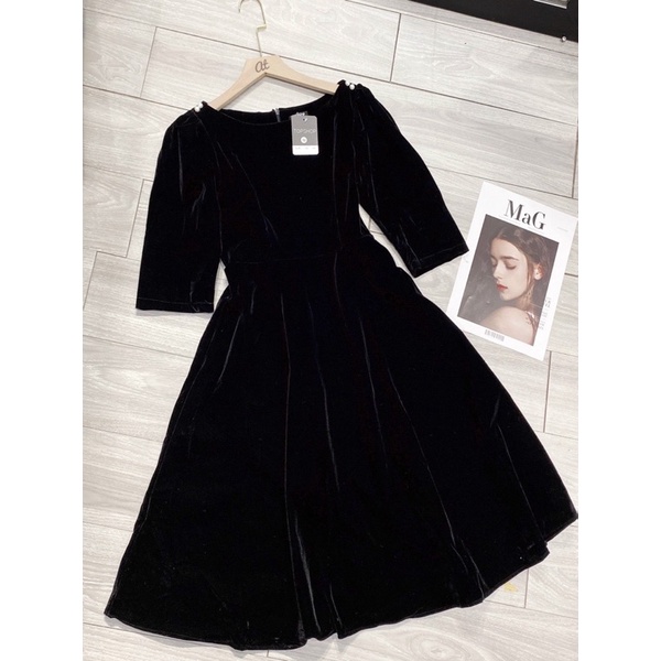 VÁY NHUNG XOÈ NGỌC VAI 2 MÀU SIÊU XINH