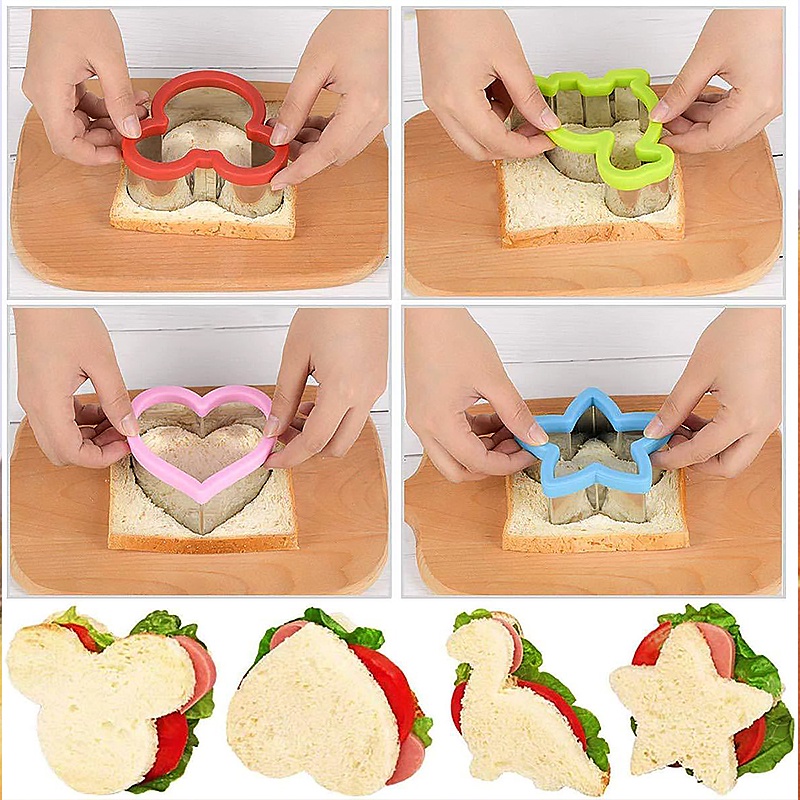 Khuôn Nhấn Bánh Mì Sandwich Bằng Thép Không Gỉ Cho Bé