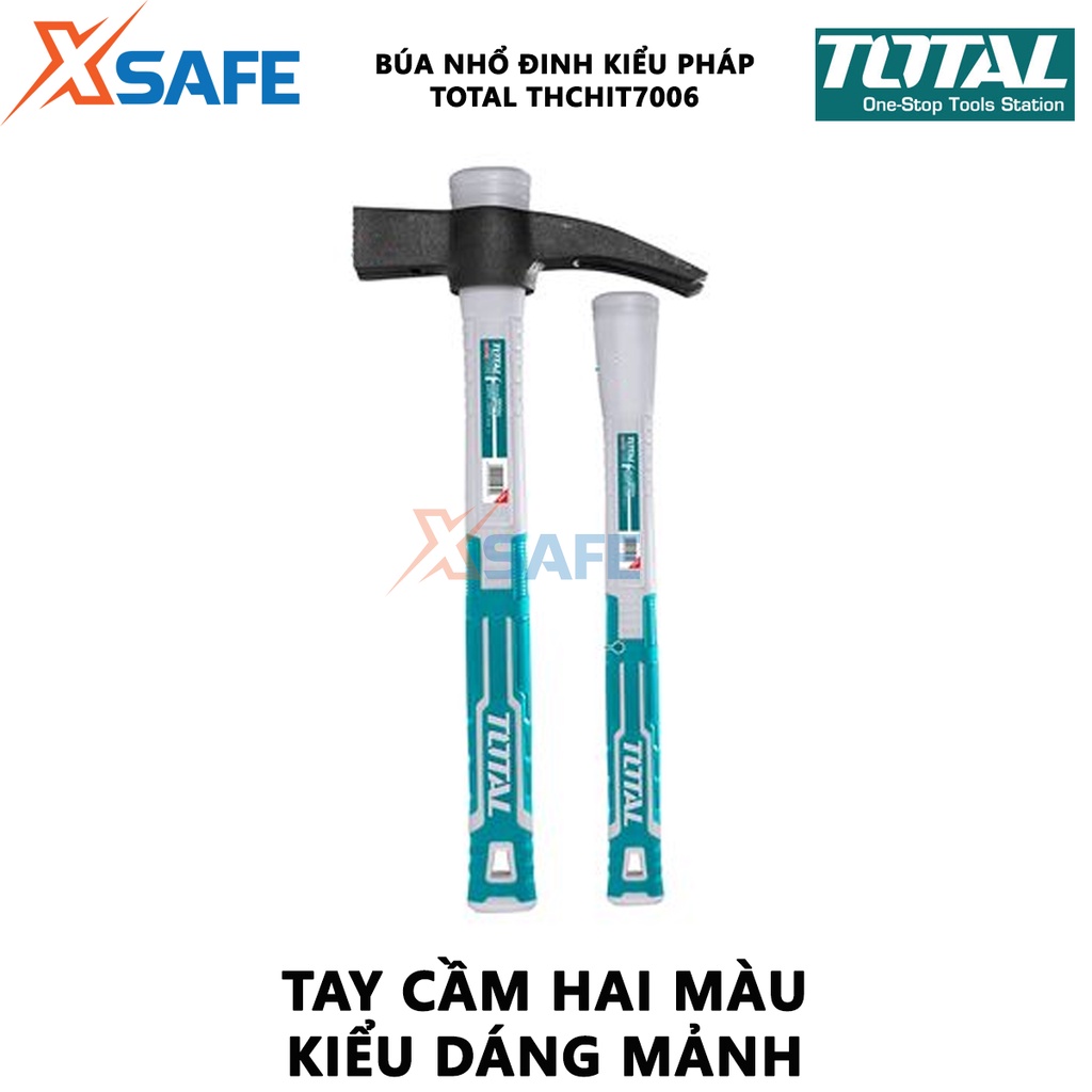 Búa nhổ đinh kiểu Pháp TOTAL THCHIT7006 Búa cầm tay 700g, đầu búa được đúc rèn nguyên khối, chịu nhiệt, thép cacbon 45#