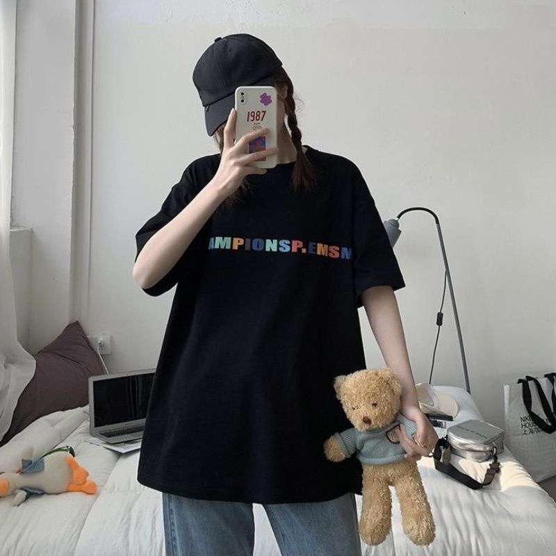 Áo thun ❤có size tay lỡ unisex Championsp