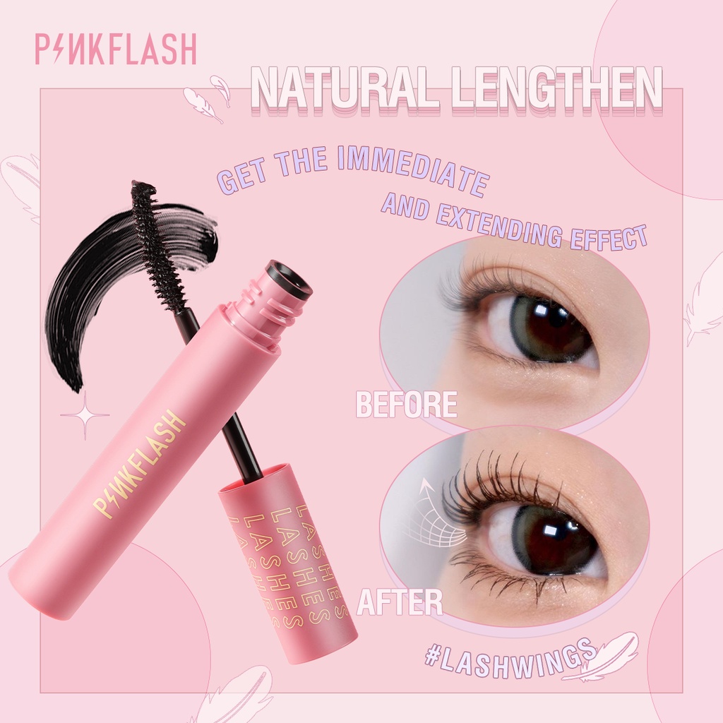 Mascara chuốt mi PINKFLASH PF-E06 6g nối dài tự nhiên chống nhòe lâu trôi không bong tróc không bết dính | WebRaoVat - webraovat.net.vn