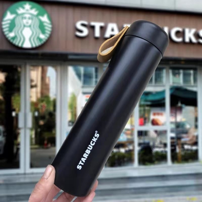 Bình Nước Starbucks Bằng Thép Không Gỉ Chân Không Họa Tiết Vân Gỗ 473ml