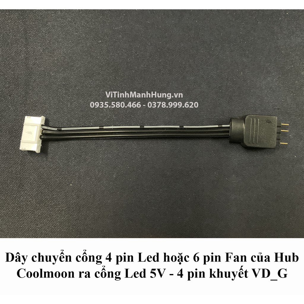 Dây chuyển cổng 4 pin Led hoặc 6 pin Fan của Hub Coolmoon ra cổng Led 5V ARGB 3 pin.