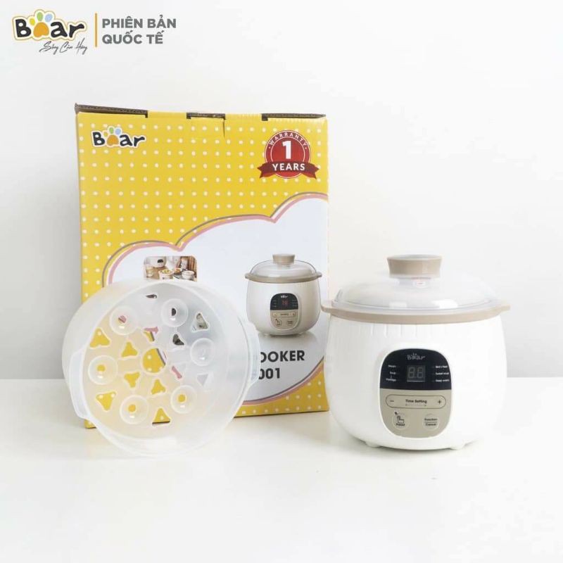 [Bản quốc tế] Nồi nấu chậm Bear 0,6L nấu cháo, hầm, hấp cách thủy cho bé ăn dặm